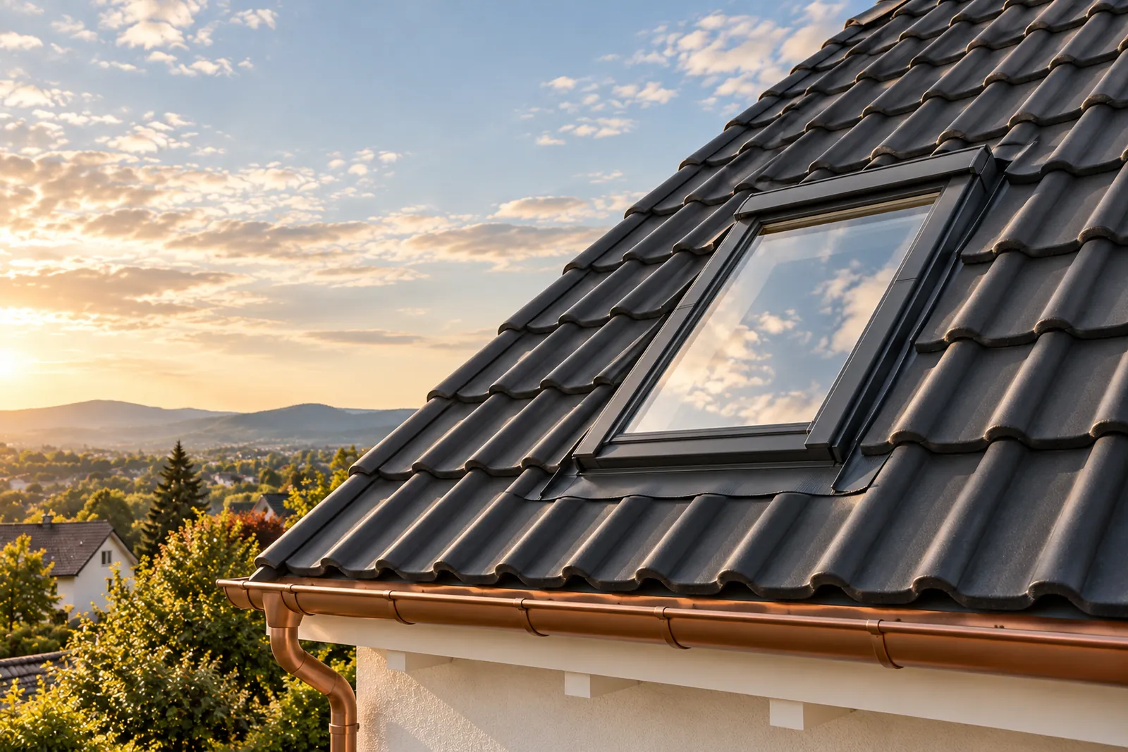 Dachfenster mit Eindeckrahmen in einer Ziegeldachfläche