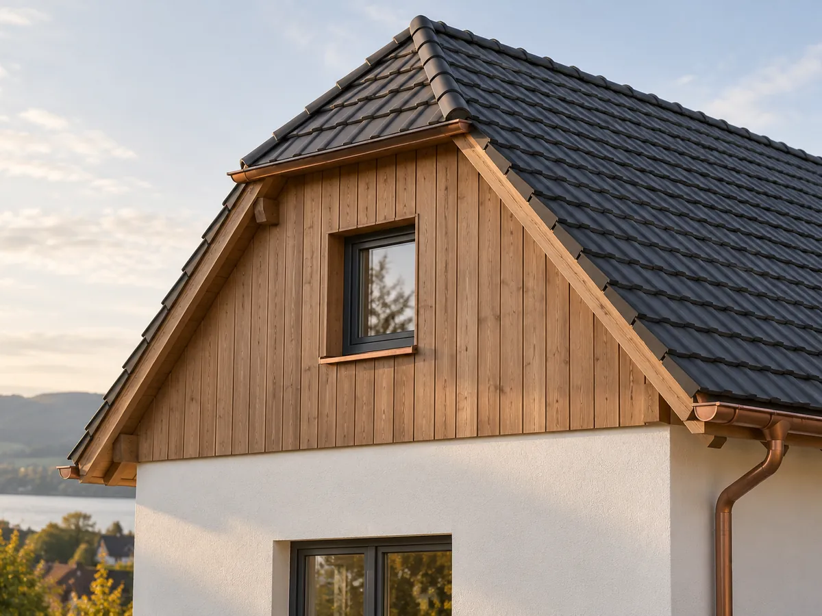 Giebelfenster im Giebelrest eines Krüppelwalmdachs