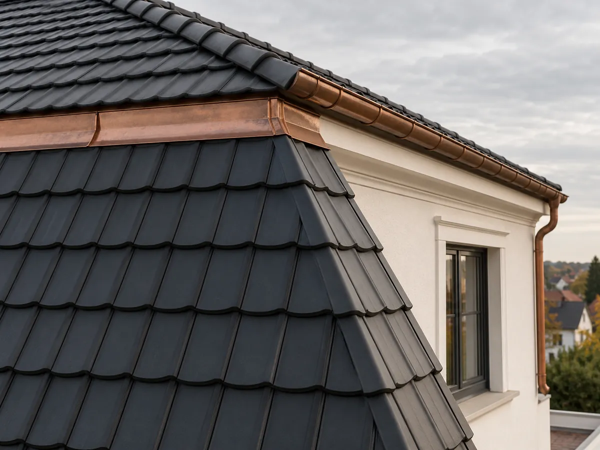 Knick zwischen steiler und flacher Fläche am Mansarddach