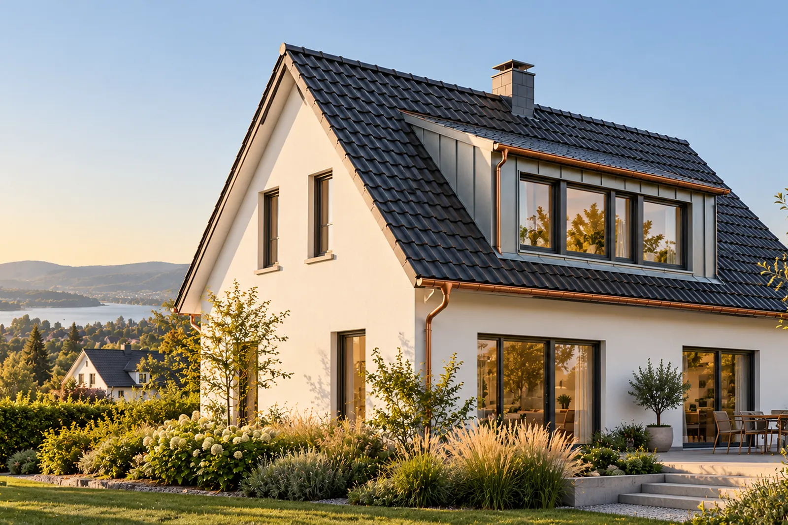 Einfamilienhaus mit Satteldach und neuer Schleppgaube